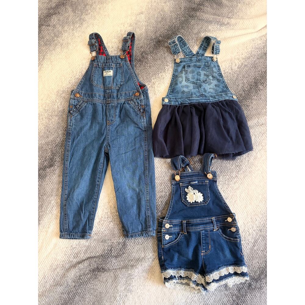 8 PC Bundle Size 3T Toddler Girl Denim Jean Overalls Shorts Jackets Cat Jack - Picture 2 of 7